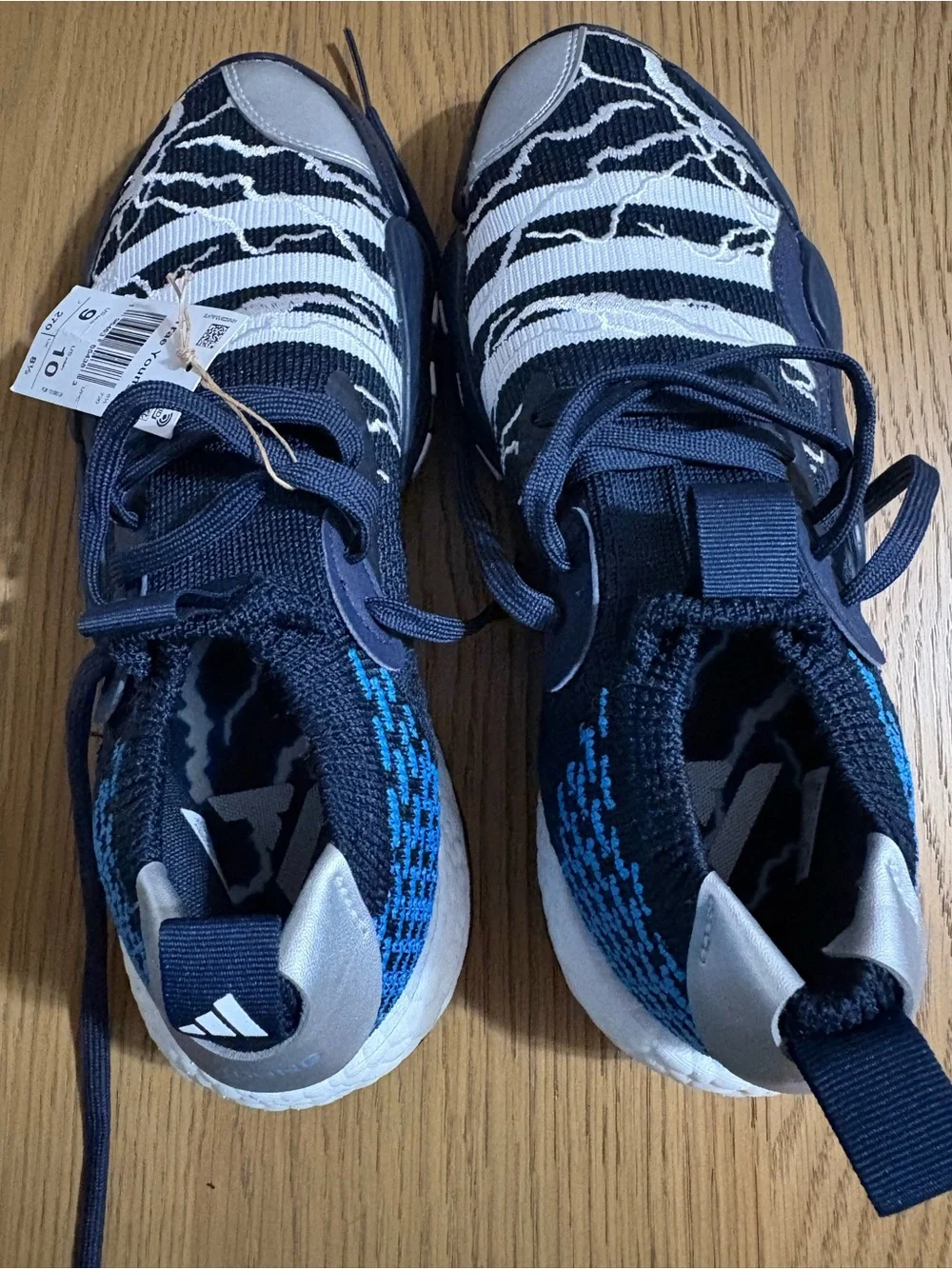 adidas Navy, White and Silver Knit Athletic Sneakers